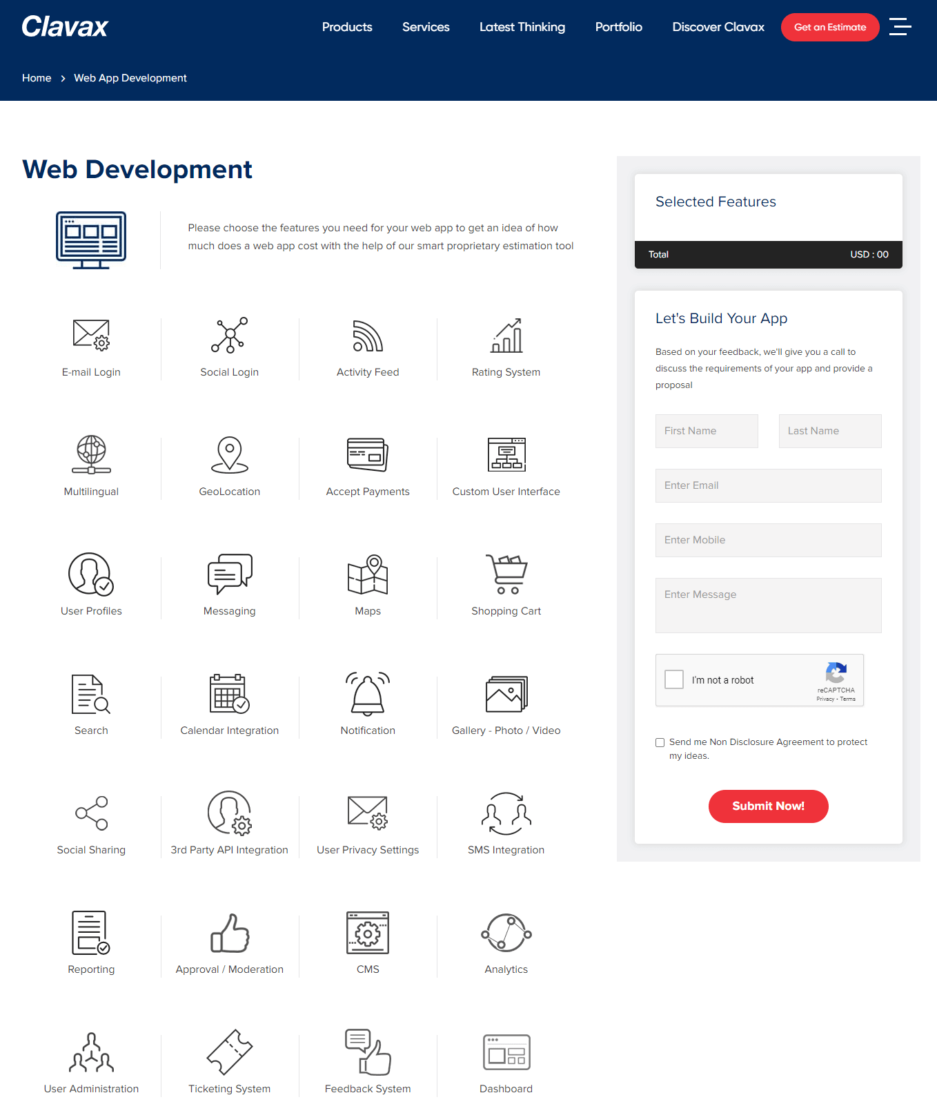 web app development cost